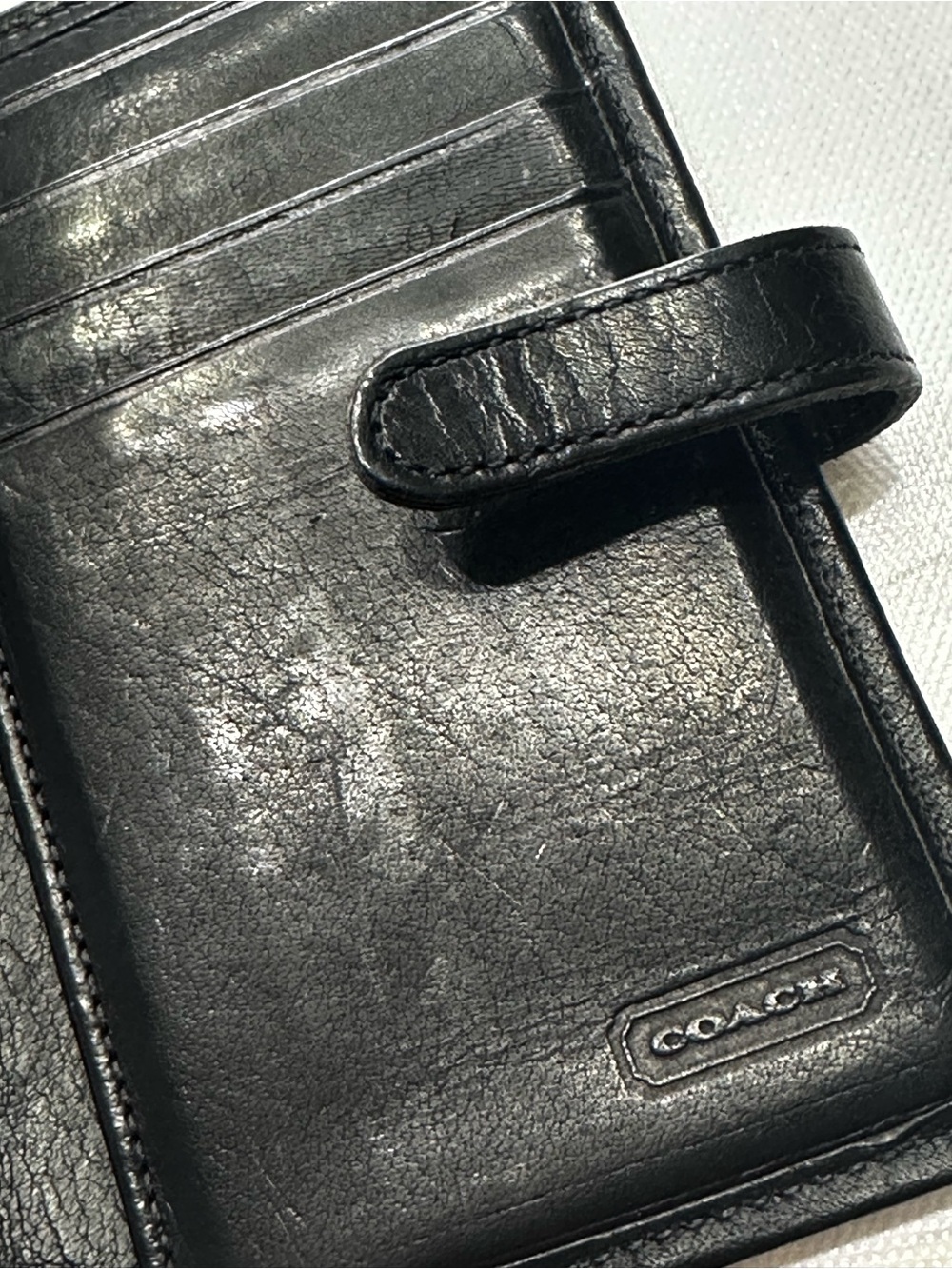 Vintage Coach Black Leather Card Holder